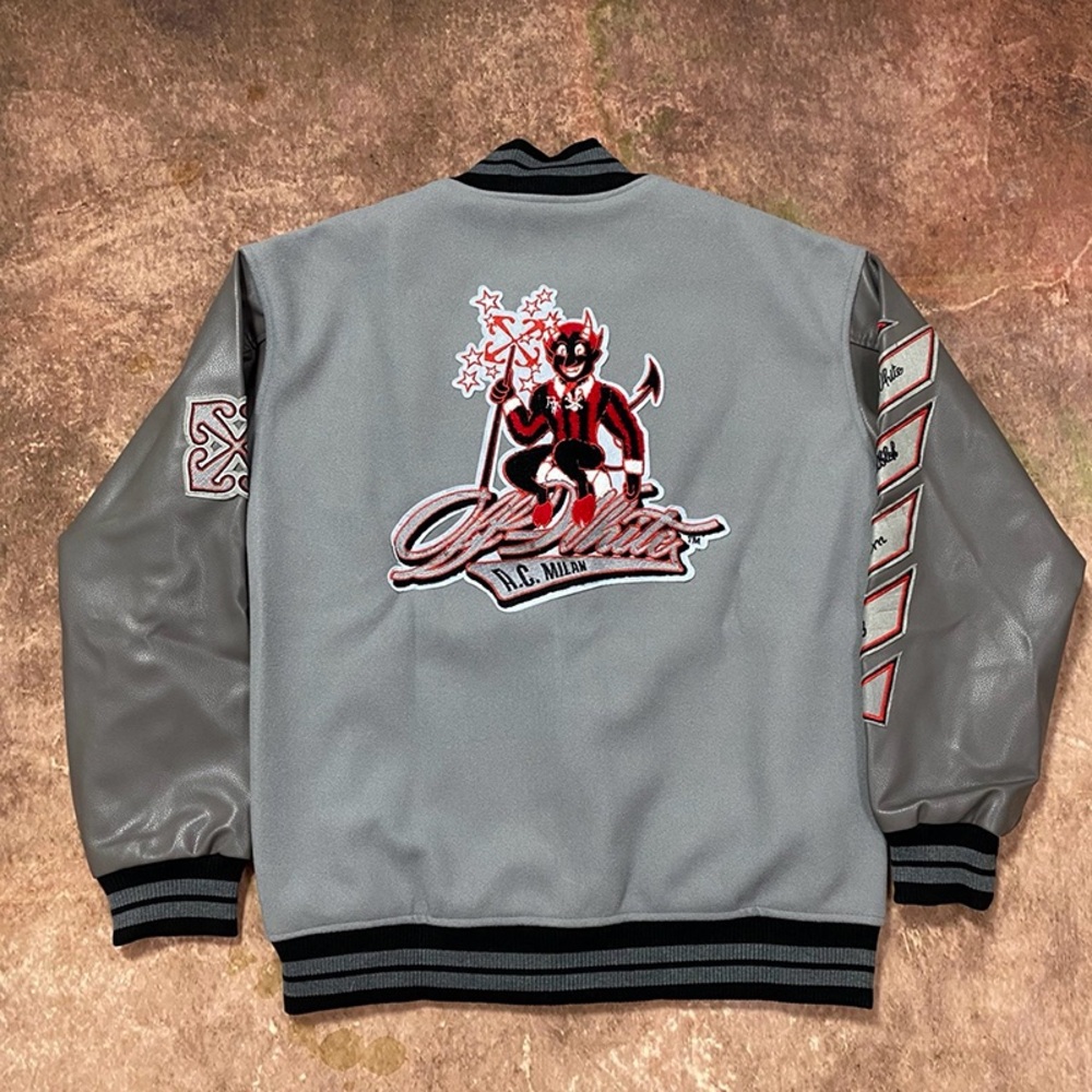 Off-White Grey Baseball Jacket - image 2